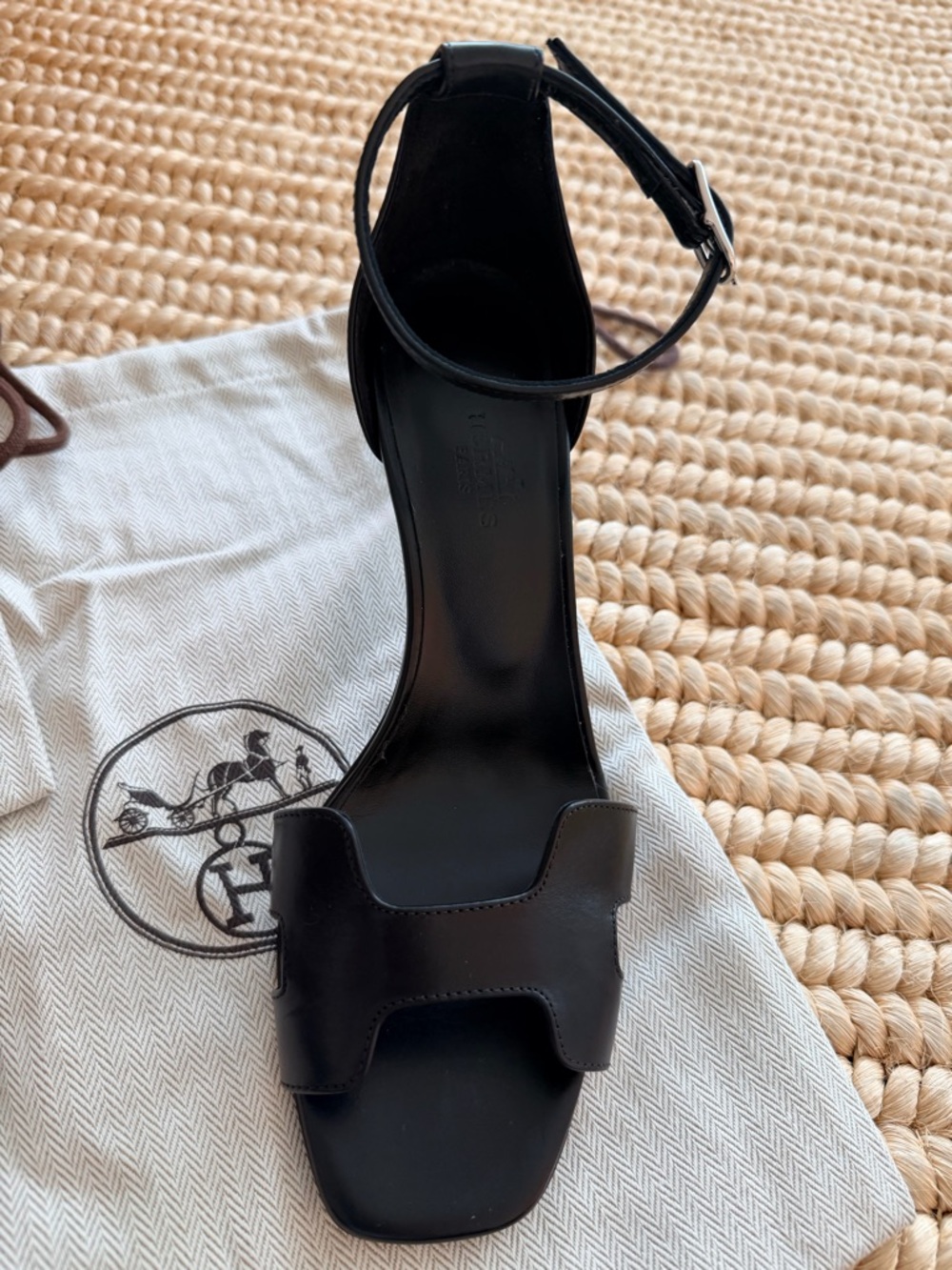 Hermes Black Leather High Heel Sandals - Picture 4 of 10